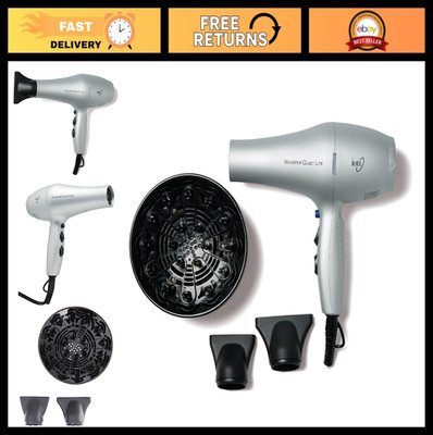 Lightweight Ionic Ceramic Hair Dryer 1875W, Whisper Quiet, 4 Heat Settings, 2 Sp
