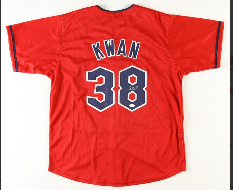 Steven Kwan Signed Sewn Cleveland Guardians Red Baseball Jersey-COA (JSA)