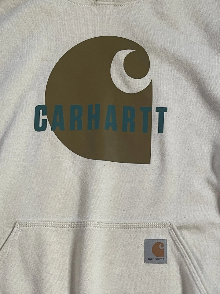 Chaqueta Carhartt Adulto Hombre Grande Blanco Deletrear Sudadera con Capucha Ropa de Trabajo Sudadera con Capucha Foto 2 de 4