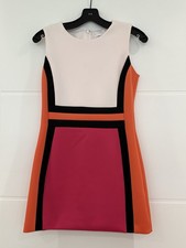 Calvin Klein Colorblocked White Red Orange Black Sleeveless Sheath Dress Size 6