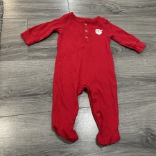 Carter's RED CHRISTMAS SANTA Thermal Weave Pajamas 6 months