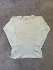 1970s Hanes Waffle Thermal Shirt S Made USA Vintage White Knit 70s Long Sleeve