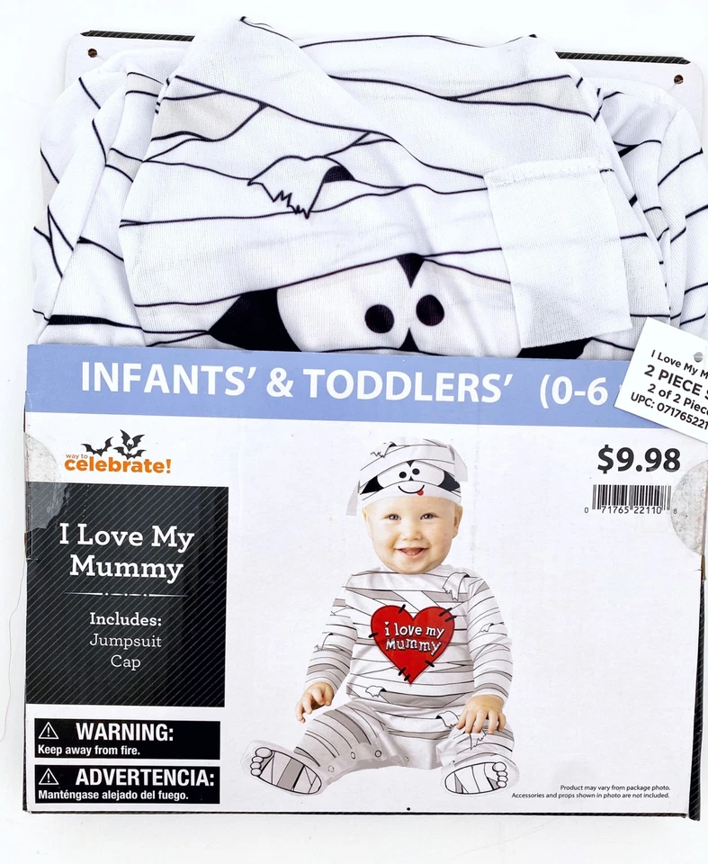 NUEVO Disfraz Celebrate I LOVE MY MUMMY Fiesta Halloween Talla 0-6 Mo Foto 2 de 2
