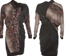 All Saints Python Ottavia Silk Dress Reptile Animal Print UK8-10  US 4-6