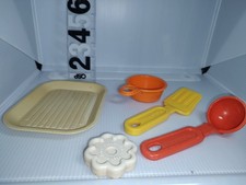Vintage Fisher Price Fun with Food ladle-cookie- Spatula- Tray Measuring Cup