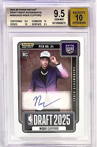 2025-26 Panini Instant NBA Draft Night #23 Nique Clifford Auto BGS 9.5 / 10