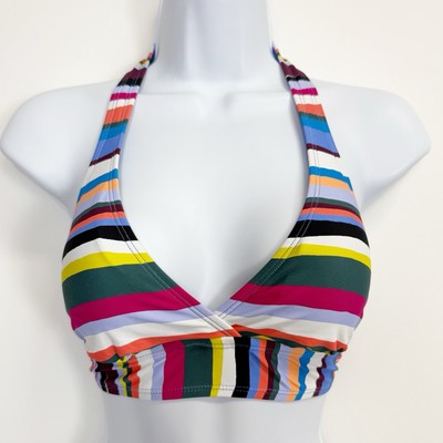 Anne Cole Swim Top Womens Medium Multicolor Striped Halter Bikini NWOT Swimwear