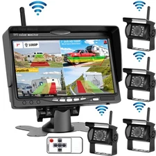 1080P 7" Wireless Backup Camera Monitor BSD AI Detection for Truck Trailer RV