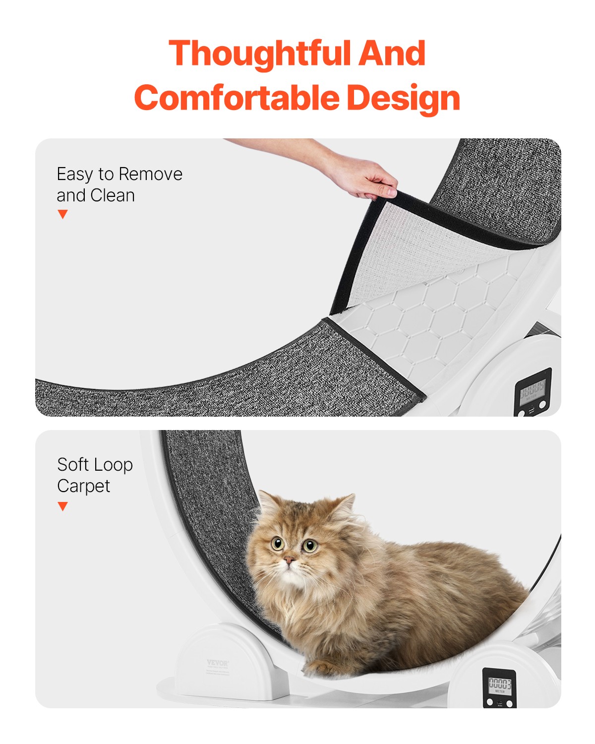 VEVOR Cat Exercise Wheel with Pedometer 40.8" Cat Treadmill for Pet Health White