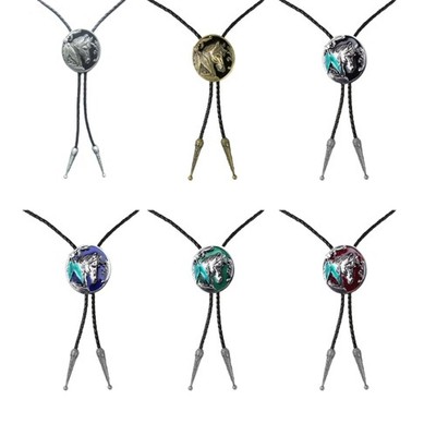Engraving Horse Bolo Tie Carved Cowboy Necktie Western Bolo Tie for Shirt