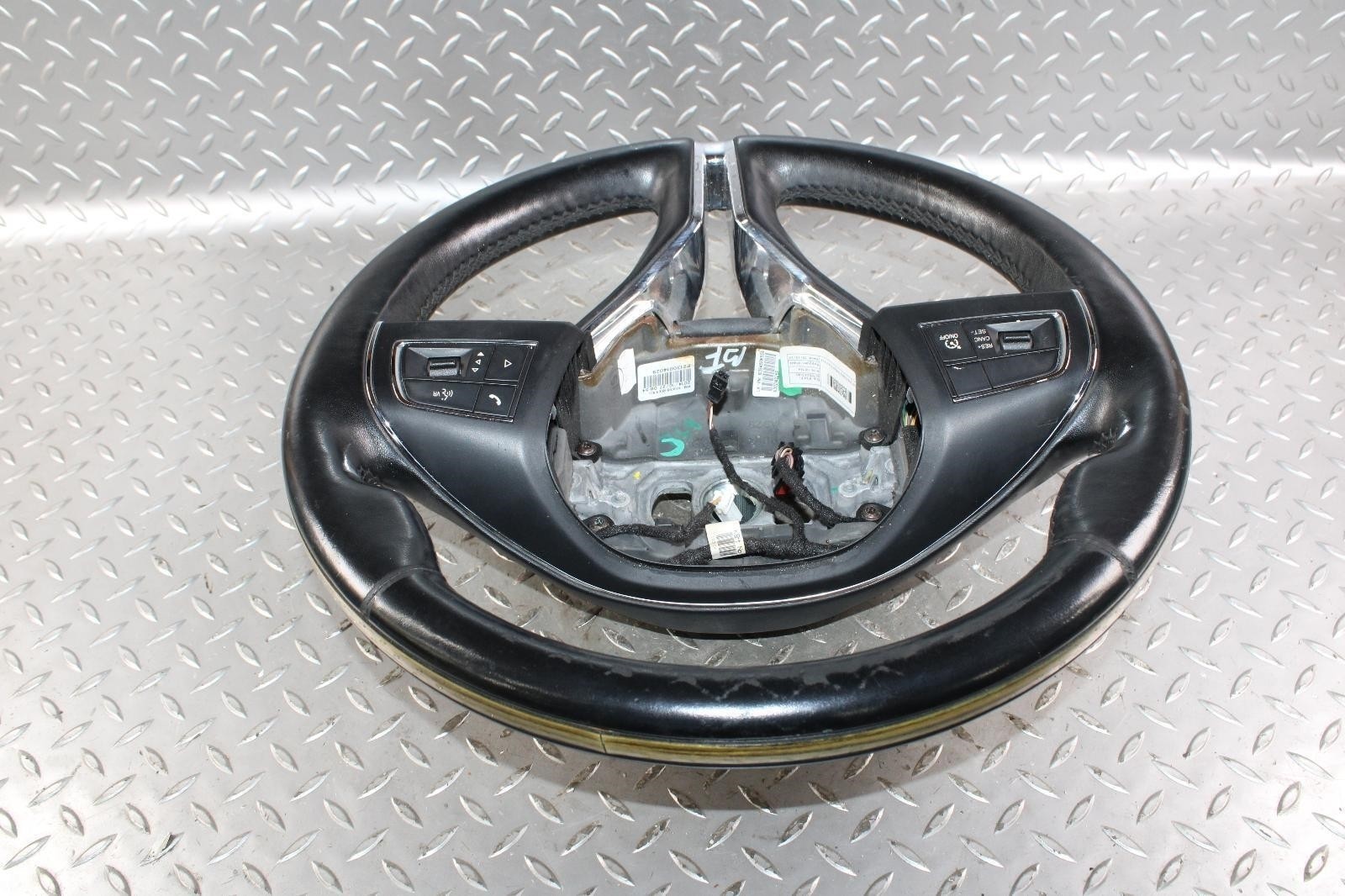 14-22 Ghibli *WORN* Black Leather Driver Steering Cruise Voice Control Wheel OEM