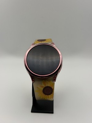 Samsung Galaxy Watch 40mm Metal Pink Case White Sunflower Silicone Band Android