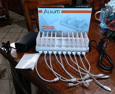 Alxum Charging Station 96W 10-Port USB Charging Station Multiple Device USB 