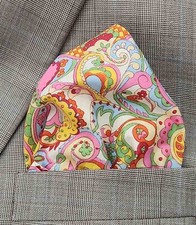 Gascoigne Hand Stitched Pocket Square Tana Lawn Italian Cotton Paisley Men's