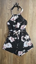 Floral Halter Style Romper W Pockets Size XS