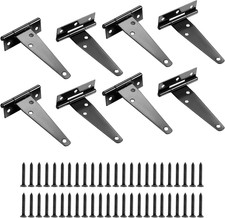 Heavy Duty 4-Inch T-Strap Hinges, 8 Pack for Gates and Fences, Black Metal