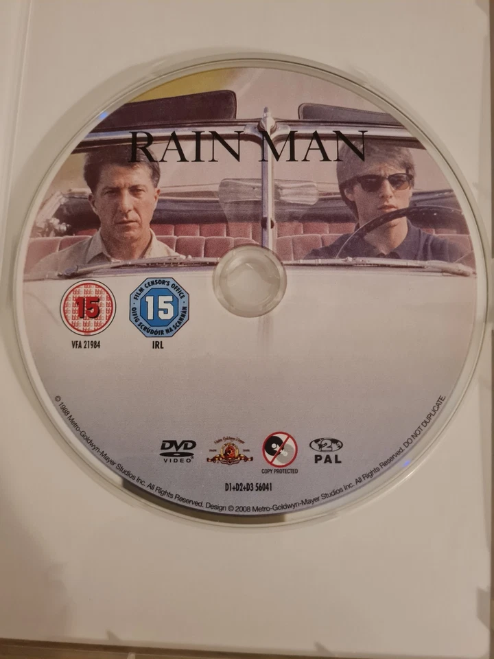 Rain Man (DVD, 1988) Tom Cruise & Dustin Hoffman [Region 2] [UK] Cert 15 - Image 2 of 4