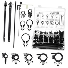 200Pcs Car Wire Loom Routing Clips Assortment, Nylon Car Push Mount Cable Tie