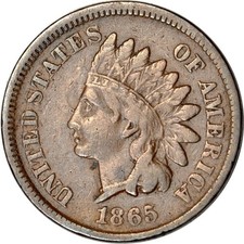 1865 1C Fancy-5 Indian Head Cent Fine K19100