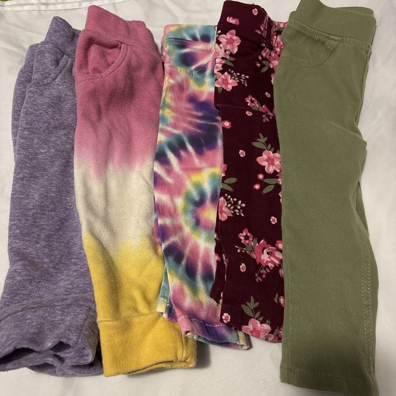 Garanimals Pants Pull On Girls 18 Months Purple Print Floral Tie Dye Kids Set 5
