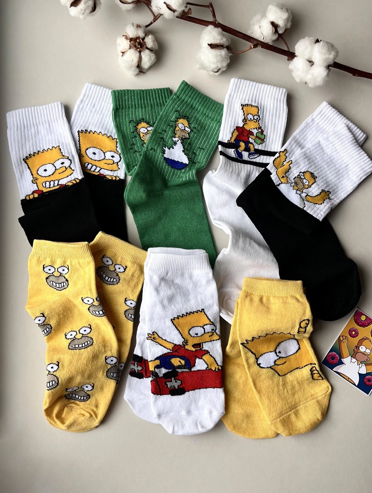 7 Pairs Simpsons Socks: 4 Pairs Crew & 3 Pairs Ankle, Men socks, Gift for Him