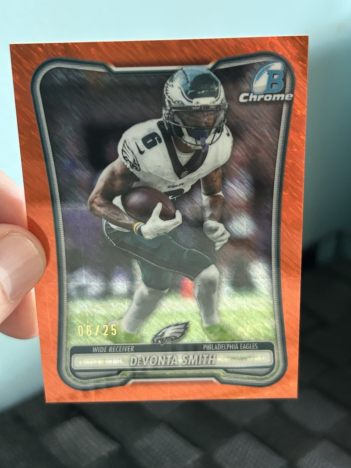 2026 Bowman Chrome Devonta Smith Orange Shimmer 6/25 #BCV-81 (Jersey #)