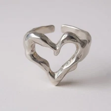 Heart Uno De 50 STYLE Ring 7 6 Sz  Silver Open Steampunk Hollow Boho Irregular