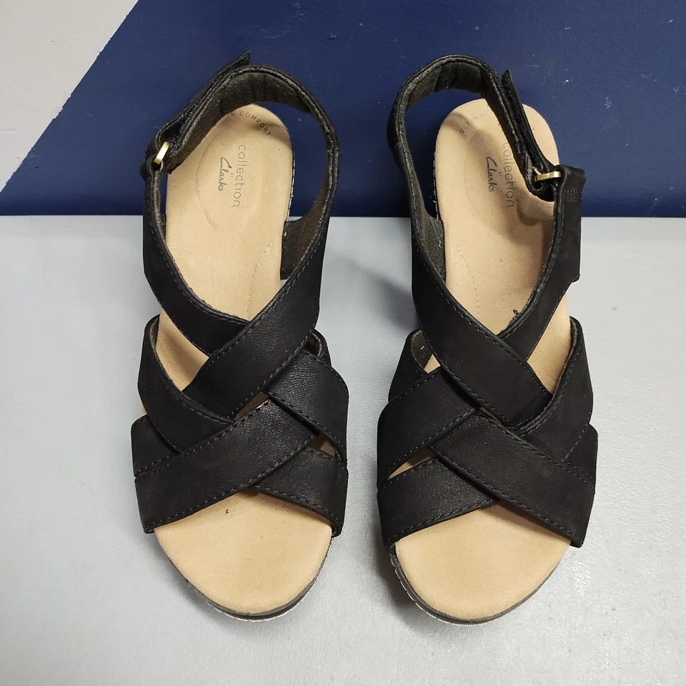 Sandalias Clarks Rose Erin con cordones para mujer EE. UU. 9M multi cuña cómodas gancho y bucle Foto 3 de 4