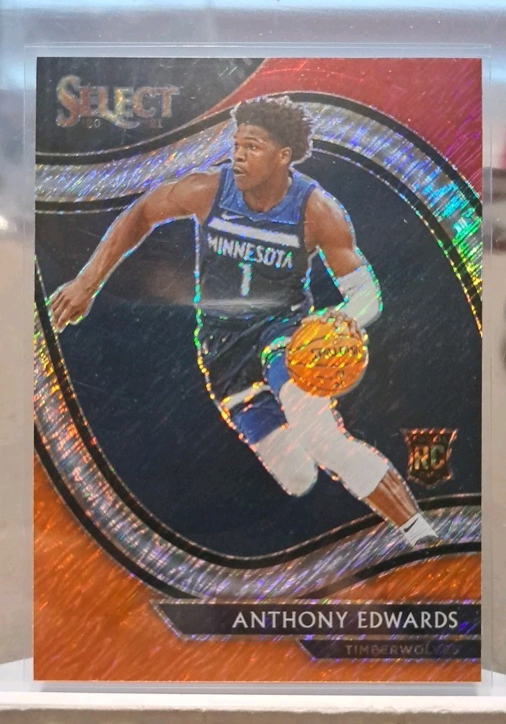 2020-21 Select Anthony Edwards Red White Orange Shimmer Courtside Rookie RC #300
