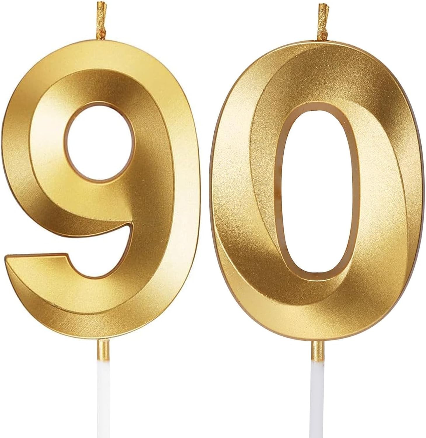 TOYVENTURES Gold 90 Number Birthday Candles for Cake Decorations 3D Design