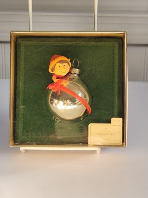 1981 Peeking Elf Silver Ball Vintage Hallmark Keepsake Ornament Red Pixie Hat