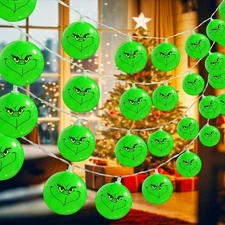 Grinch String Lights for Indoor, Outdoor Christmas Lights 10 Ft. 20 Light Bulbs