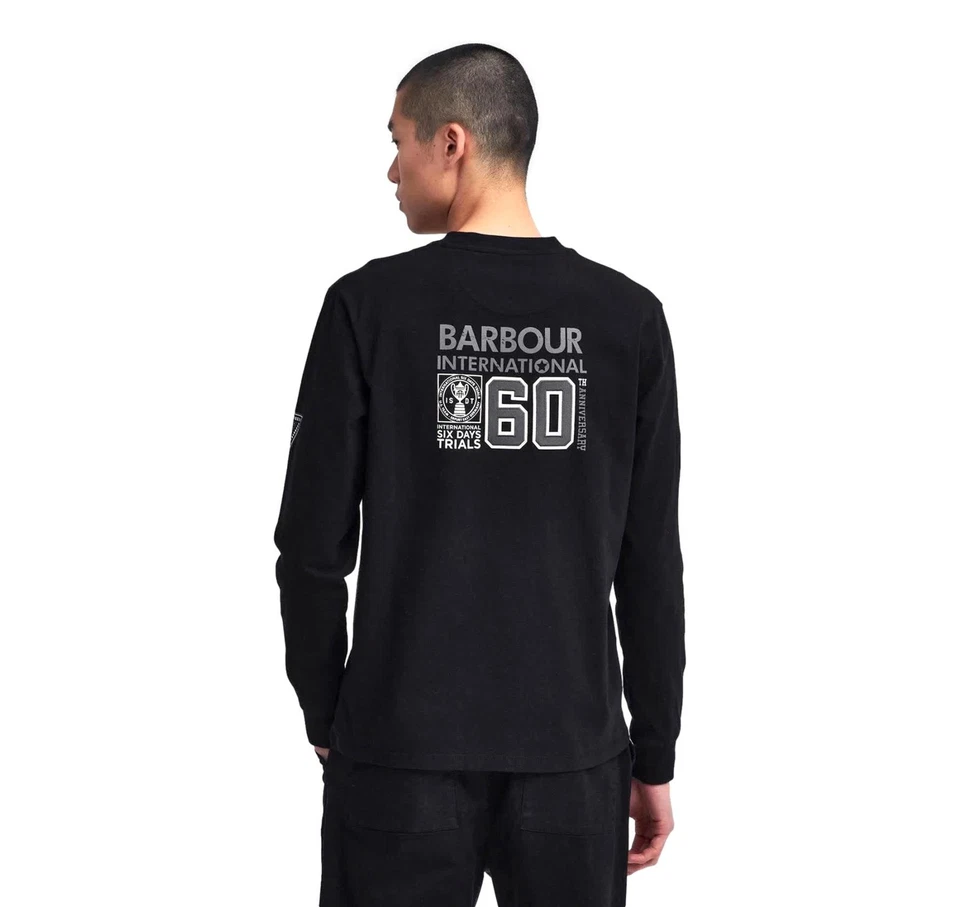 Barbour International T-Shirt Steve McQueen Anniversaire MTS1375BK11 Noir - Photo 3/4