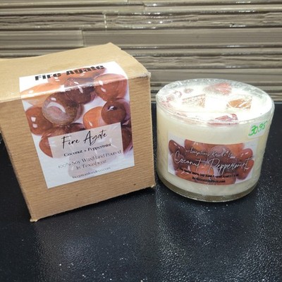 Inceptions Kandles Co. Fire Agate Coconut Peppermint Soy Candle Handpoured 11 oz
