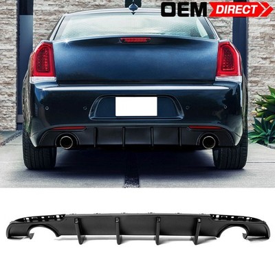 Fits 15-23 Chrysler 300 Matte Black Rear Bumper Diffuser Lip Guard w/ Shark Fin