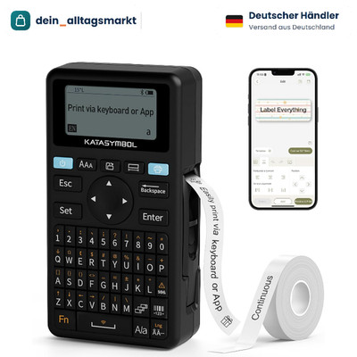 Label Drucker E11 QWERTY Tastatur mit 1 Rolle Etiketten für Büro Schule Zuhause