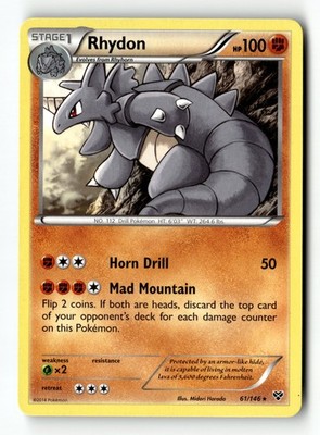 Pokemon Karte Rhydon Normal LP XY Base Set Rare 61/146