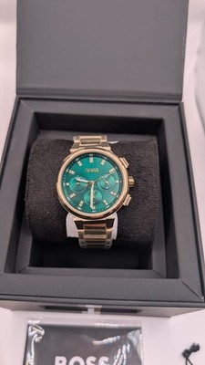 HUGO BOSS GOLD WOMENS ONE WATCH HB1502679 GREEN DIAL -  38MM BRAND NEW