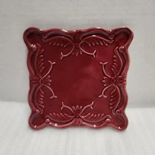 California Pantry Embossed Design Classic Ceramic Plate Maroon 6" x 6"