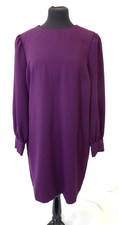 JAEGER Womens Knee Length Shift Dress Long Sleeve - Damson Purple - NEW with Tag