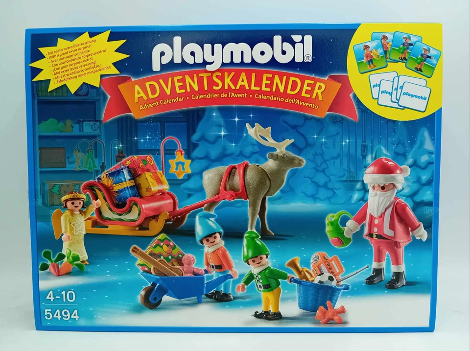 PLAYMOBIL 5494 Adventskalender Weihnachtsmann beim Geschenke packen Renntier Neu - Bild 3 von 4