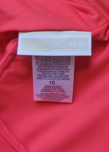 Michael Kors One-Shoulder One Piece Bathing Suit Sea Coral Red Sz 10 NWT - Picture 7 of 7