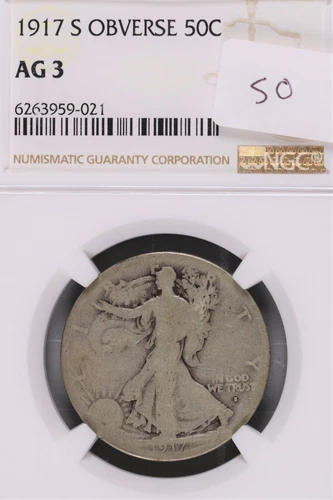 1917-S Obverse Walking Liberty Silver Half Dollar NGC AG-3 #9-021