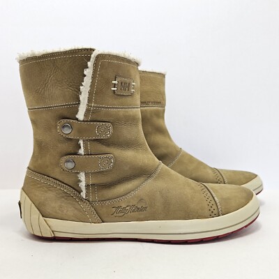 Helly Hansen Womens 9 Maja Snow Winter Boots Waterproof Leather Khaki Tan 