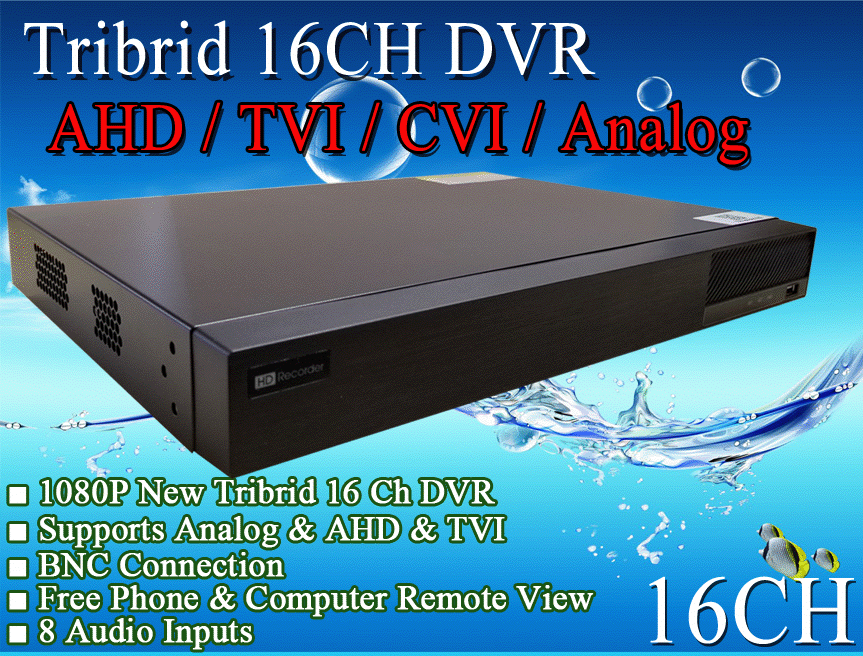 LexaCCTV Tribrid 16CH DVR for AHD TVI CVBS Analog Cameras HD/960H