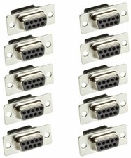 10 Pcs DB9 D-SUB 9-Pin Female Crimp Pin Type RS232 Connector Assembly Cup Socket
