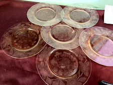 Depression pink  dogwood  6 lunch plates 8"  1930's McBeth-Evans