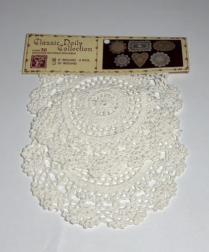American Crafts Classic Doily Collection 8” Round White & Antique White NOS - Picture 2 of 8