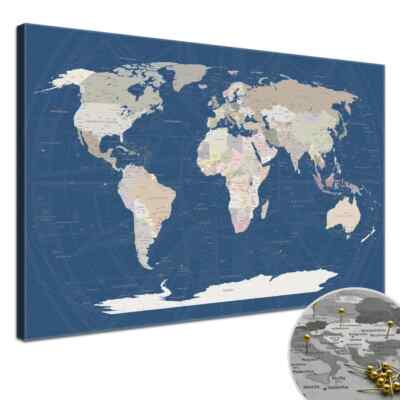 Lana KK  Slim Line Leinwandbild - World Map Titan - Weltkarte, Pinnwand