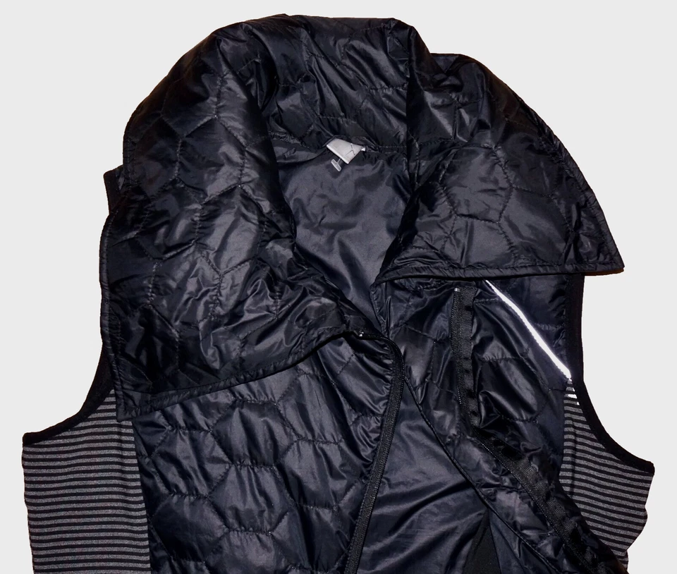 Chaleco MONDETTA Negro y Gris Acolchado Plumón y Tejido Elástico GRANDE Foto 4 de 4